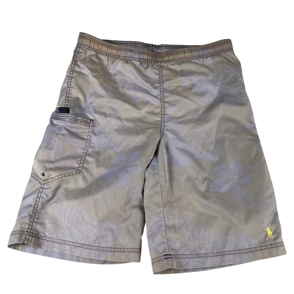Vtg Polo Ralph Lauren Swim Trunks Men M Tan Cargo Yellow Pony Boardshorts